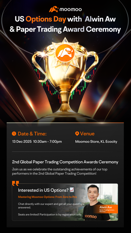🏆 美國期權日大師班 & 模擬交易頒獎典禮在 moomoo 門店 KLEC 舉行！