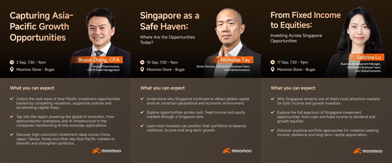 moomoo学堂(Bugis校区):探索即将举行的投资研讨会并立即报名