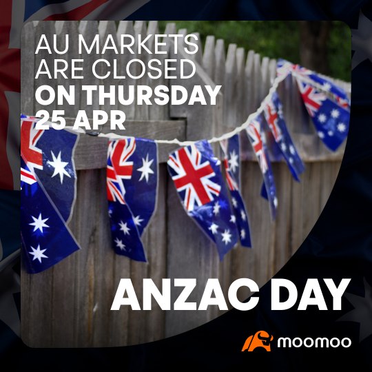 【AU市場閉鎖のお知らせ】ANZACデーのため、株式市場は4月25日（木）に休場します。