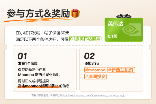 [活动已结束] moomoo扩展至新西兰：在小红书分享以赢取英伟达！