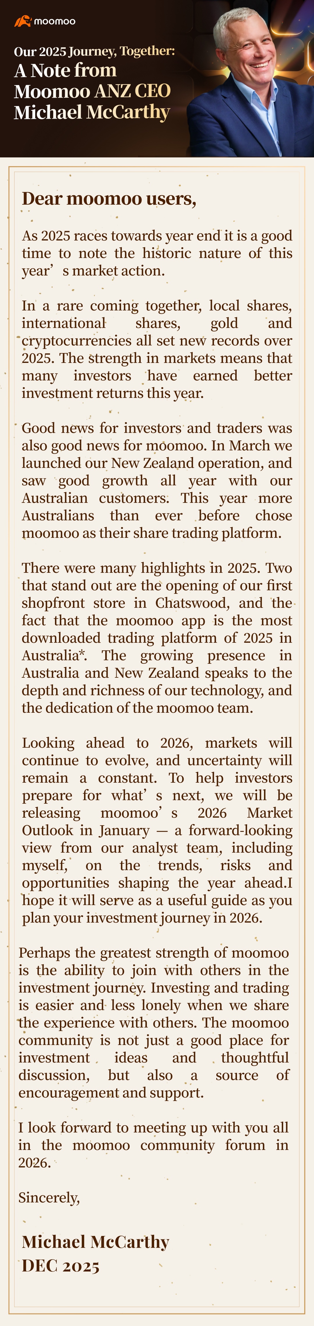 我们2025年的共同旅程：moomoo ANZ 首席执行官Michael McCarthy的一封信