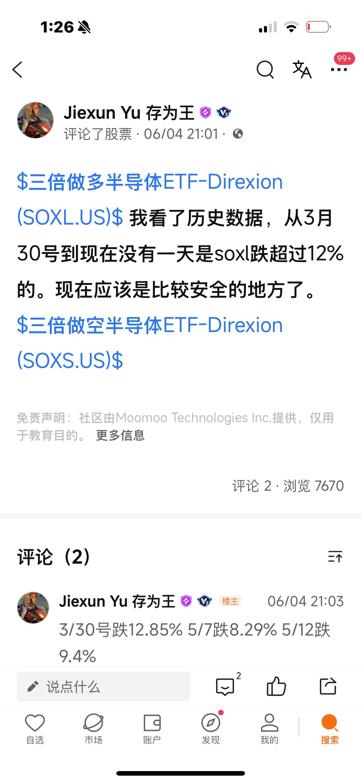 $Direxion Daily Semiconductor Bear 3x Shares ETF (SOXS.US)$ As I said, historically speaking, whenever SOXL drops more than 12% in pre-market or during regular trading hours, you can blindly buy it to profit from a short squeeze. Today, it was pushed all the way up from -20% to -8%.$Direxion Daily Semiconductor Bear 3x Shares ETF (SOXS.US)$$Direxion Daily Semiconductor Bull 3x Shares ETF (SOXL.US)$
