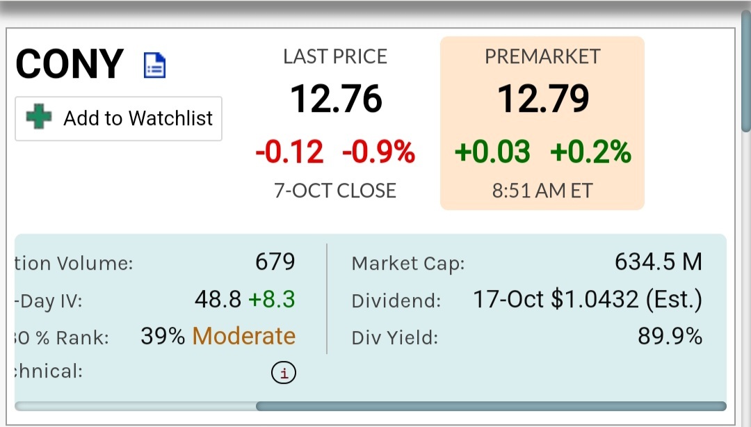 $YIELDMAX COIN OPTION INCOME STRATEGY ETF (CONY.US)$