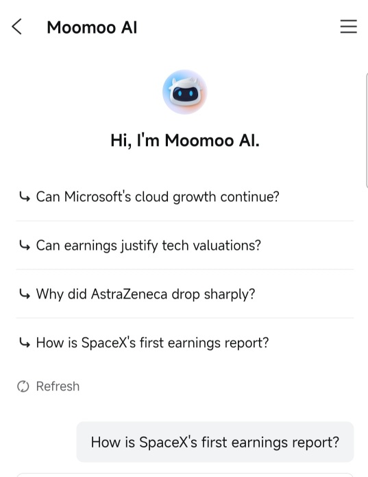 我第一次向moomoo AI諮詢股票診斷——第1天