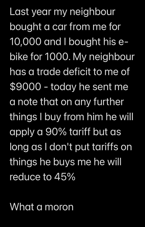 my neighbour is applying Trump Tariffs