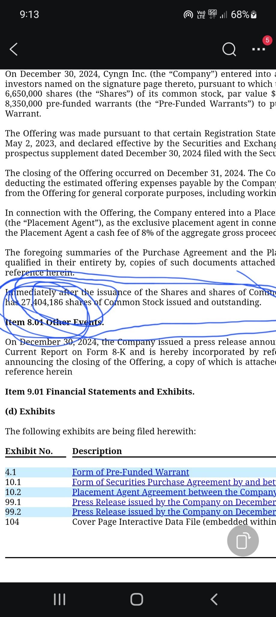 $Cyngn (CYN.US)$ 27 Million outstanding 👏 that is awesome we about to fly tomorrow is the day we will shoot up easy 500% even 1000% possible