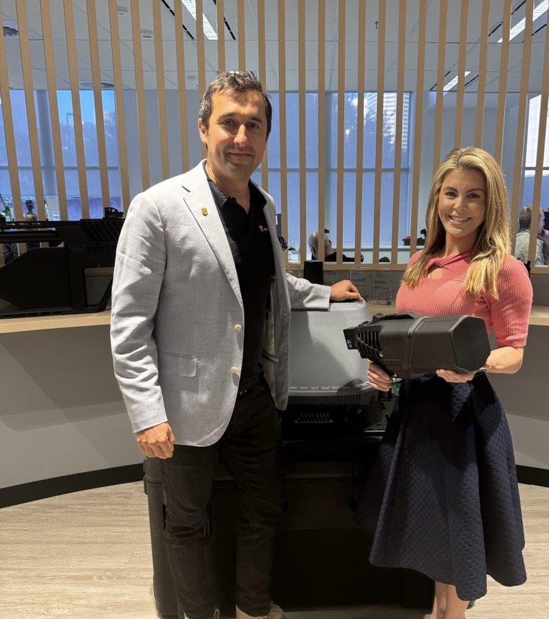 DroneShield CEO Oleg Vornik and Jessica Amir