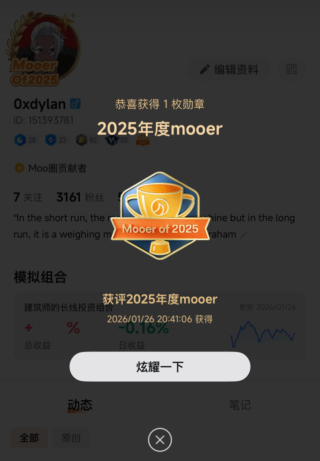 Received the moomoo Community 2025 Award!