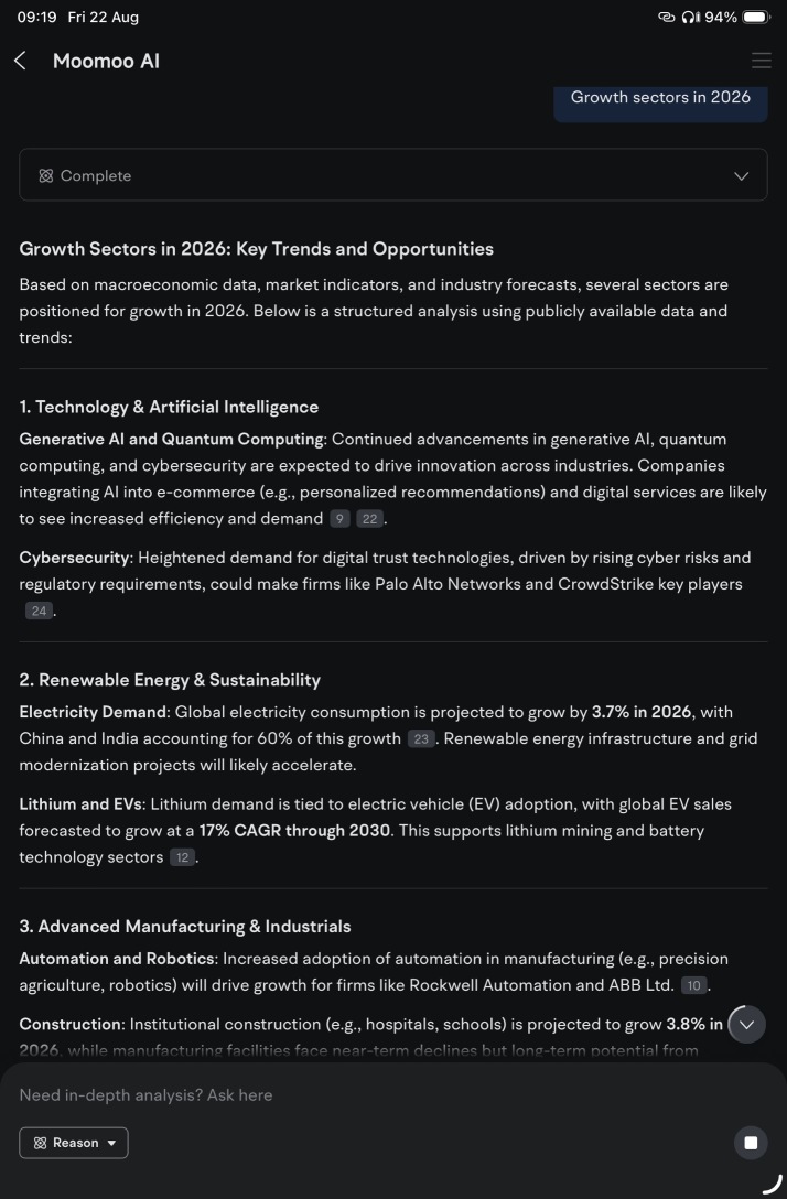 moomoo AI 预测 2026 年增长领域 👍💪