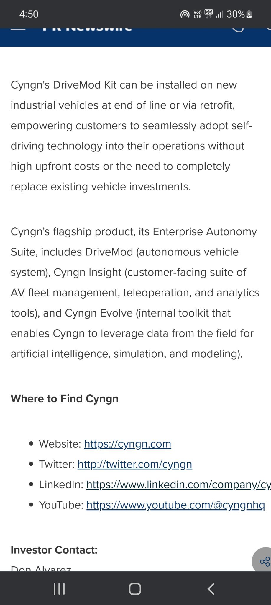 $Cyngn (CYN.US)$ holding