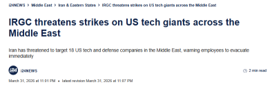 IRGC threatens strikes on US tech giants across the Middle East: How to mathematically hedge the blast radius?