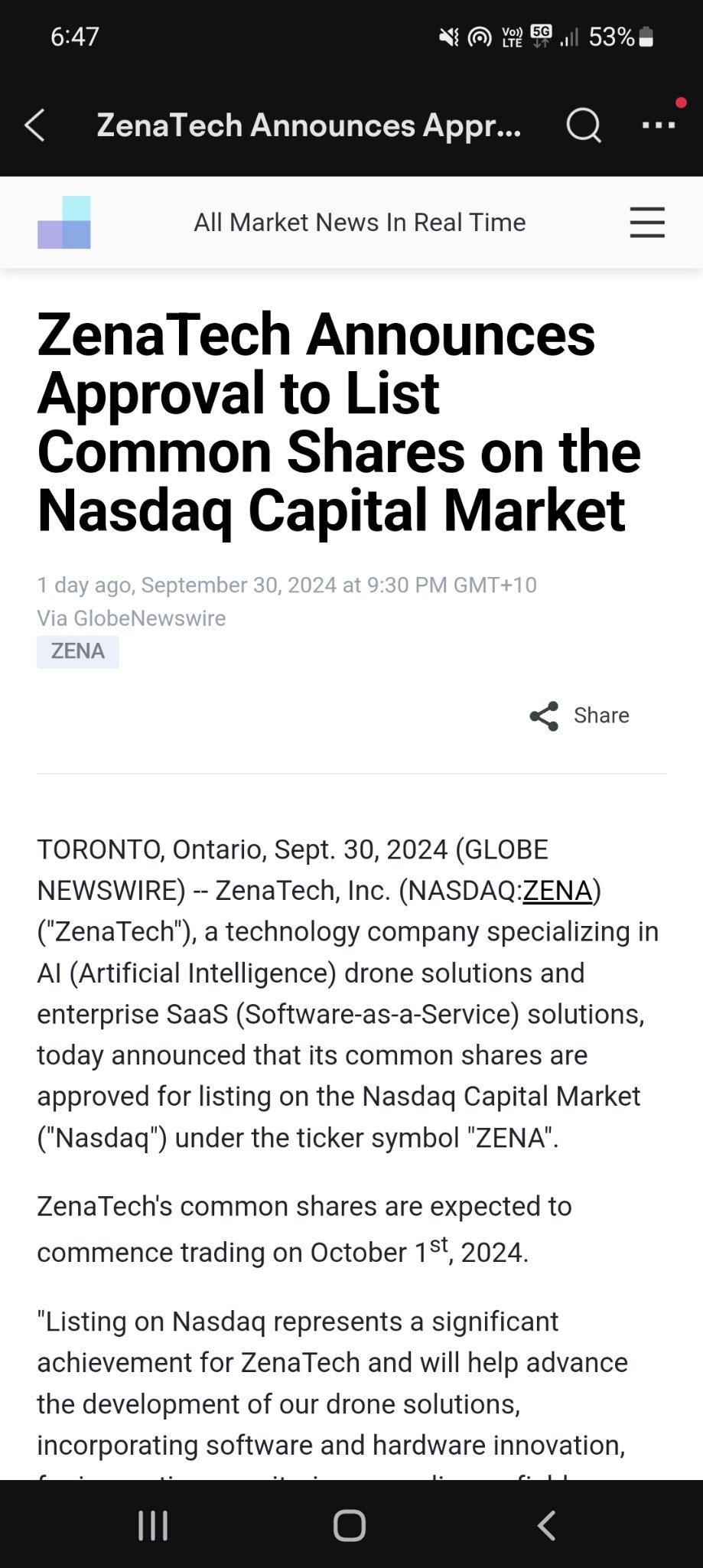 $ZenaTech (ZENA.US)$