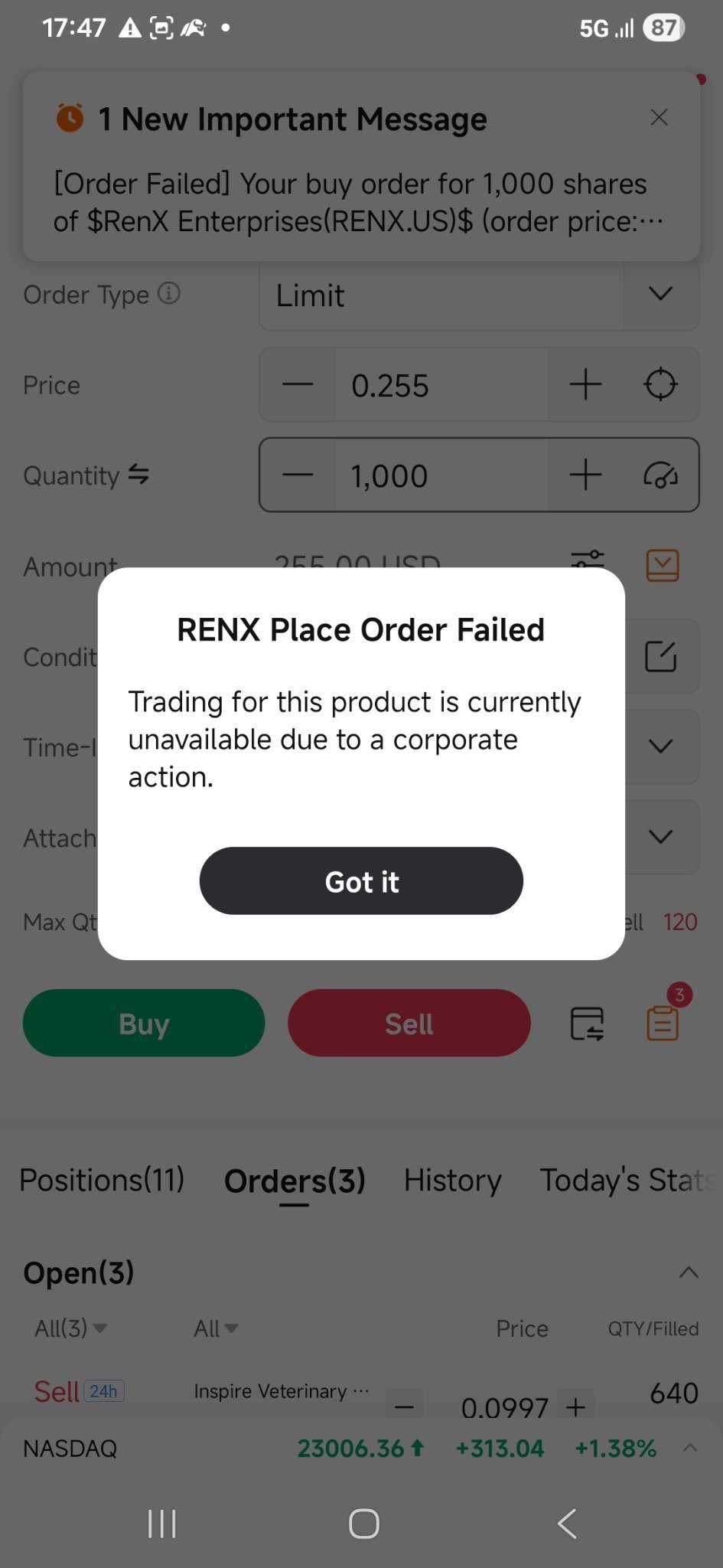 RenX Enterprises (RENX.US)$ 不能买/不能卖，真是让人头疼！只能眼睁睁看着别人交易它😒🥵... - moomoo 社区