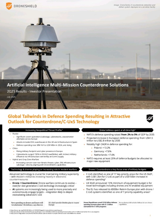 DroneShield Ltd: 2025年7月投資者報告
