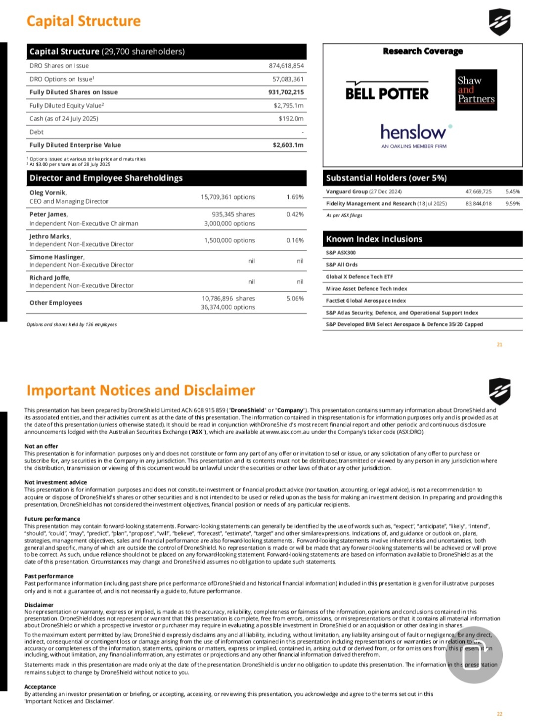 DroneShield Ltd: 2025年7月投資者報告