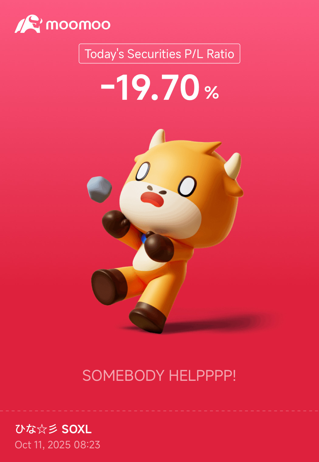 $三倍做多半导体ETF-Direxion (SOXL.US)$ 投资组合惨遭重创 :( 那是一次巨大的下跌！