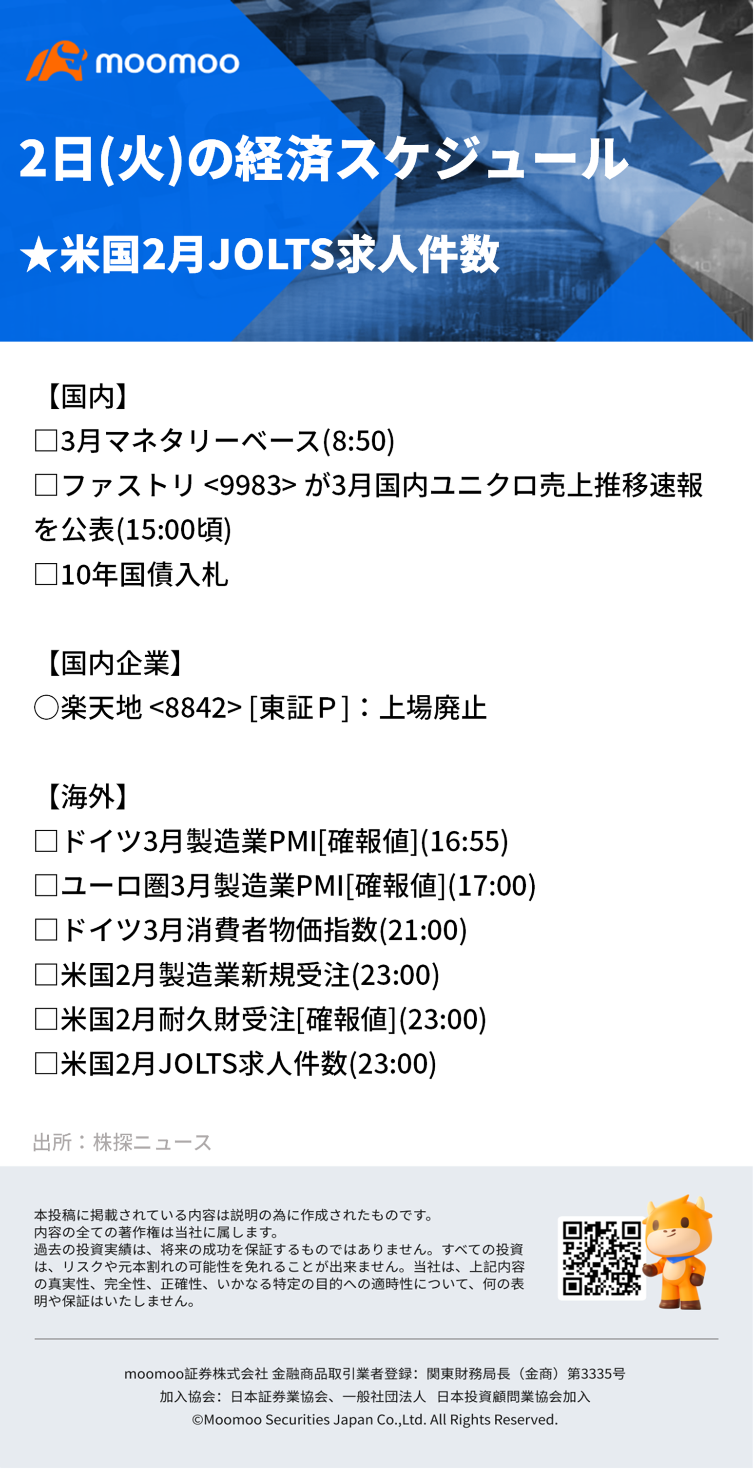 【早盤消息】6月美股降息機率一度跌破50%，特斯拉第四季度客戶交付量受到關注。