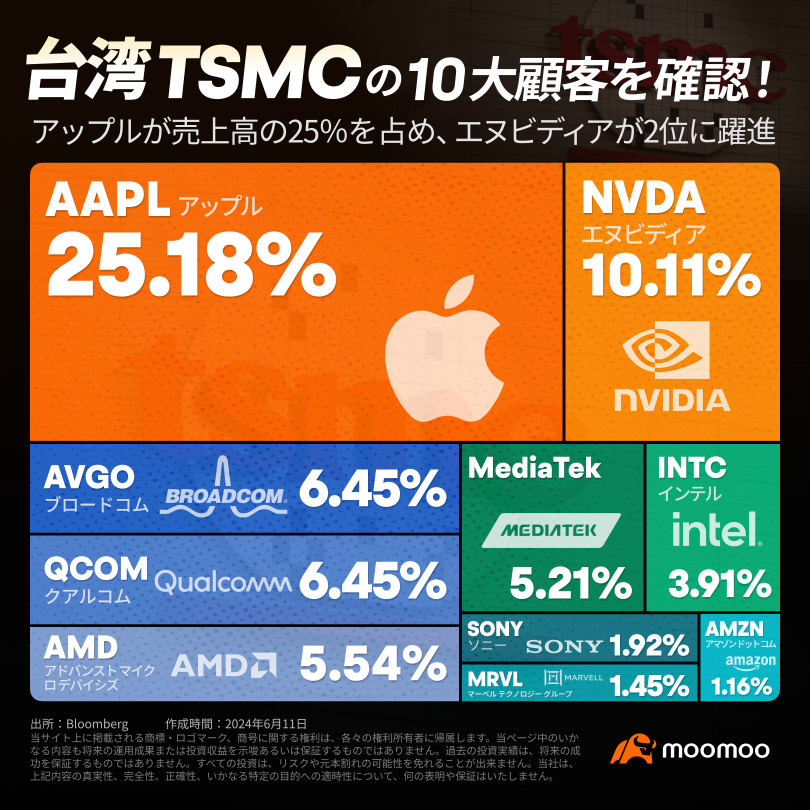 台湾TSMCの顧客トップ10一覧！AI追い風に上場来高値を更新