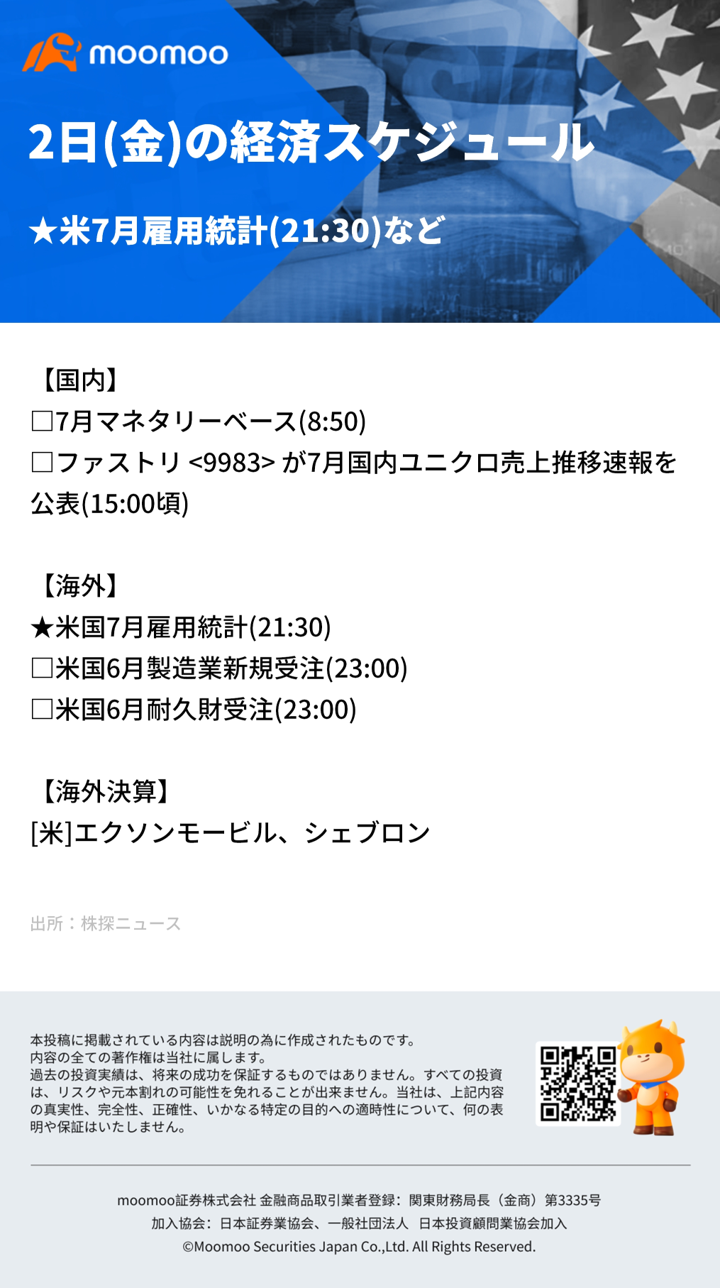 [早间报道] 由于经济问题，股票销售/政府债券购买/149日元区间，亚马逊下跌和苹果在避险情绪之外上涨，财务业绩公布