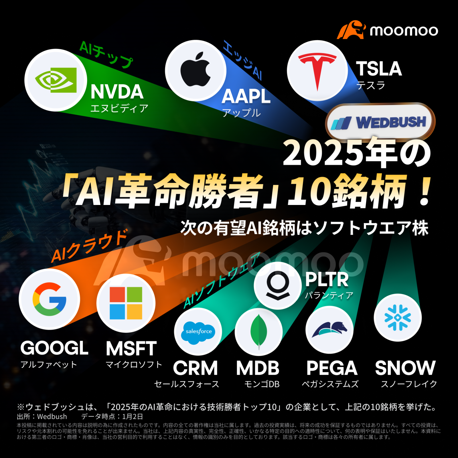 2025年"AI革命勝利者"的10支股票！下一個有前途的AI股票是軟件領域？！