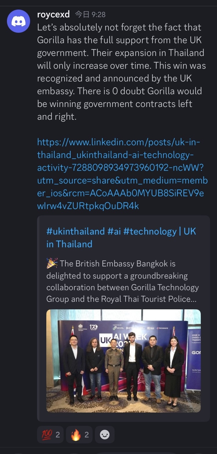 [Image Update] Post from the LinkedIn account of the United Kingdom Embassy in Thailand.