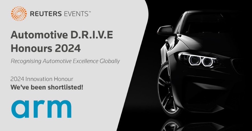 $アーム・ホールディングス (ARM.US)$ 当社は以下の理由で@Reuters Automotive DRIVE Honours 2024 の最終候補に選ばれました:  🌟イノベーション - AI対応のソフトウェア定義車両を加速する当社の技術 🌟女性のエンパワーメント - 業界に与えた影響を称えるディプティ・ヴ...