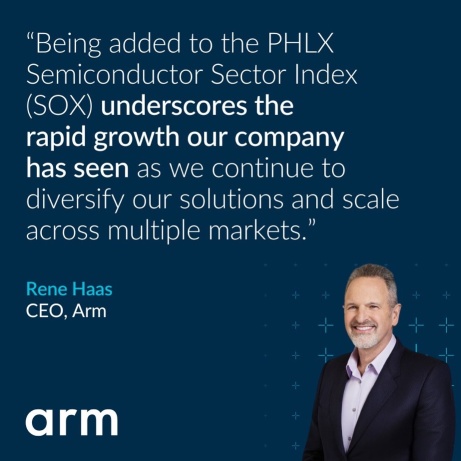 アーム（NASDAQ: ARM）、PHLXセミコンダクターセクター指数（SOX）に採用！