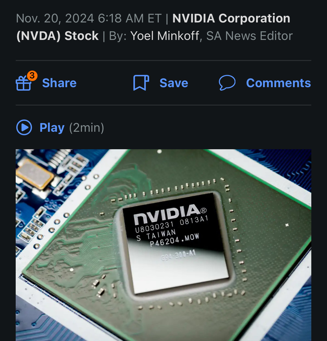 Expecting to tap into Nvidia's earnings.