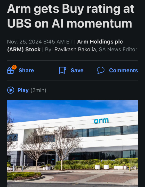 UBS bought and evaluated by ARM due to AI momentum