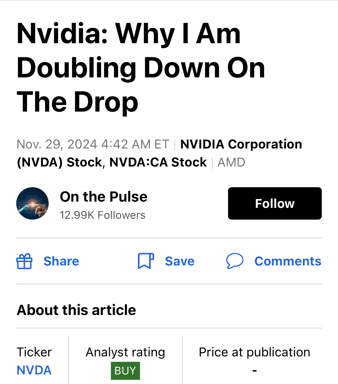 Nvidia: Why am I betting on a decline?