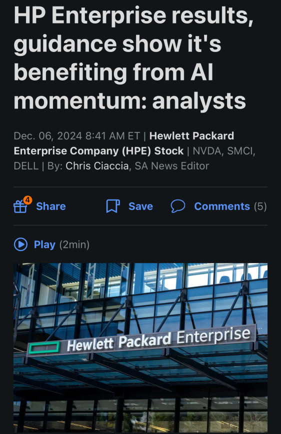 HP Enterprise の結果、ガイダンスは AI の勢いの恩恵を受けていることを示しています: アナリスト
