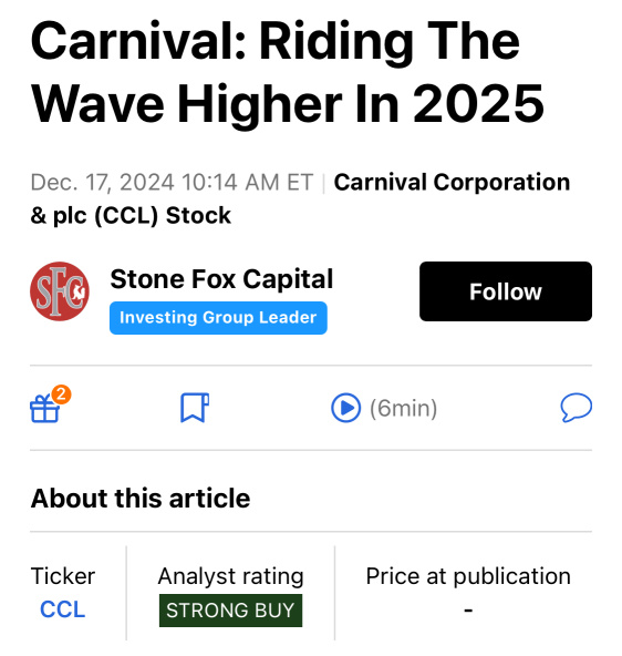 Carnival: Riding higher waves in 2025.