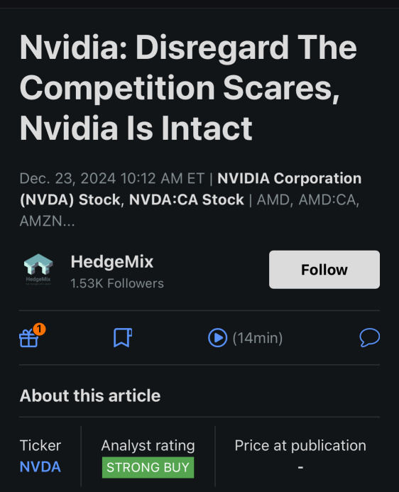 Please ignore the fear of competition, Nvidia is unscathed.