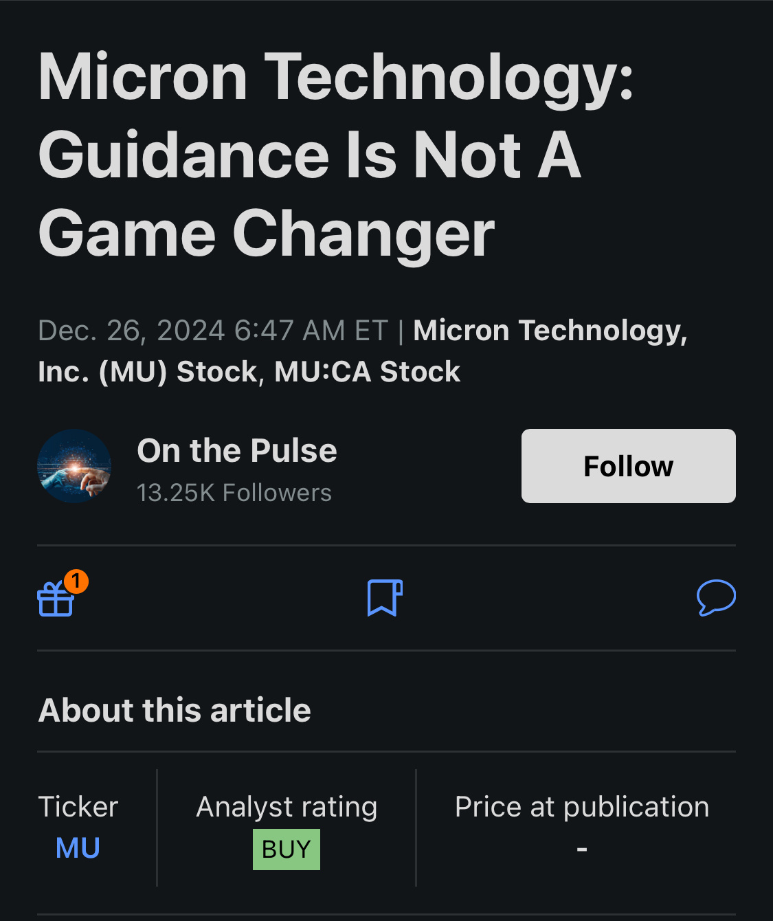 Micron Technology Inc: The guidance is not a game-changer.