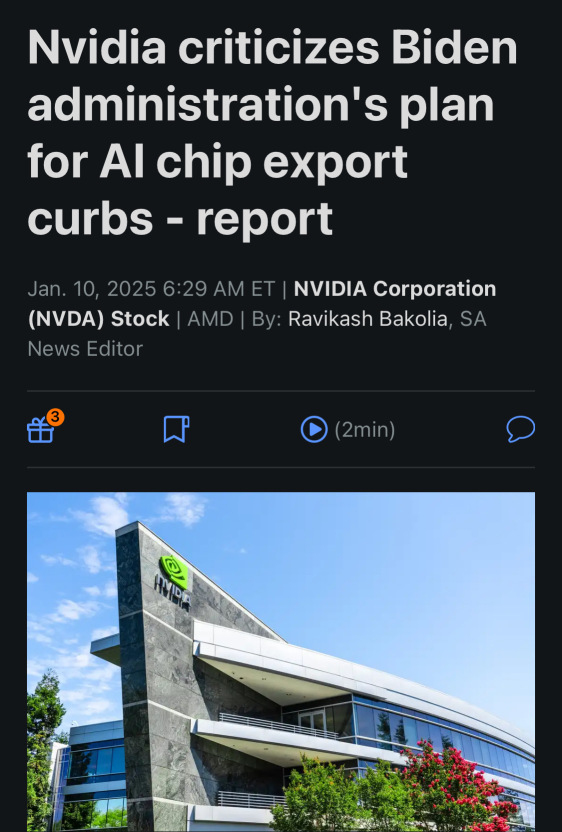 NVIDIA 批评拜登政府的 AI 芯片出口限制计划-报告