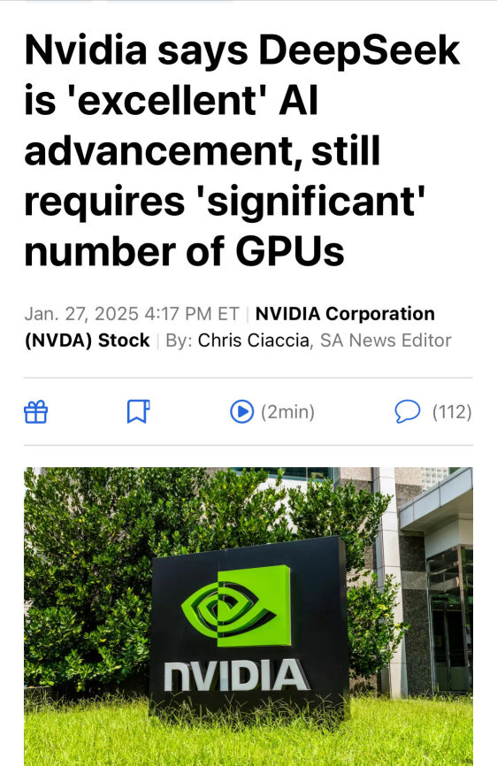 Nvidia states that DeepSeek is an "excellent" advancement in AI, but still requires a "considerable" number of GPUs.