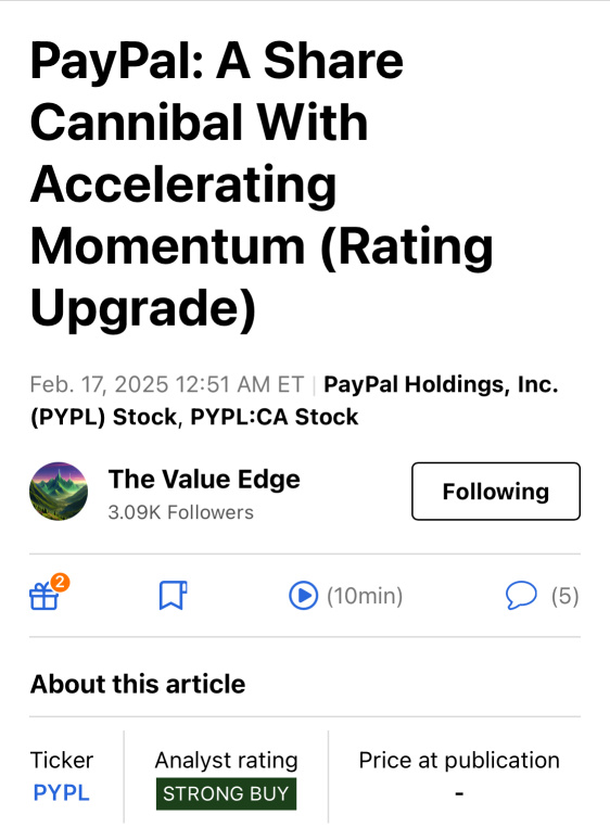 PayPal: A Share Cannibal with Accelerated Momentum (Rating Upgrade)