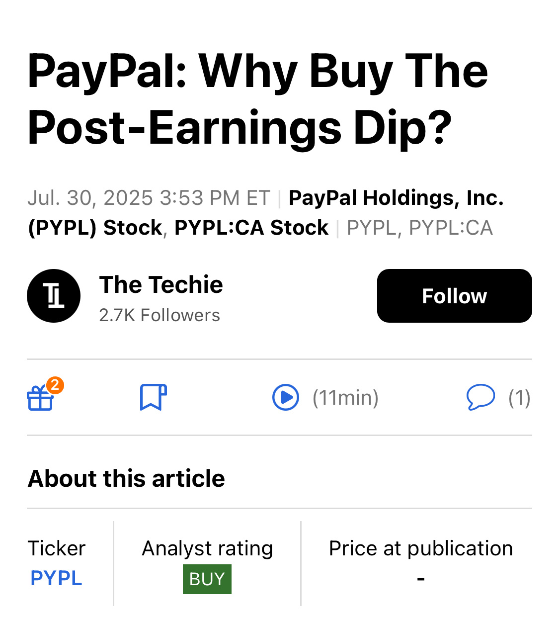 PayPal：大幅下跌是买入的机会- moomoo 社区