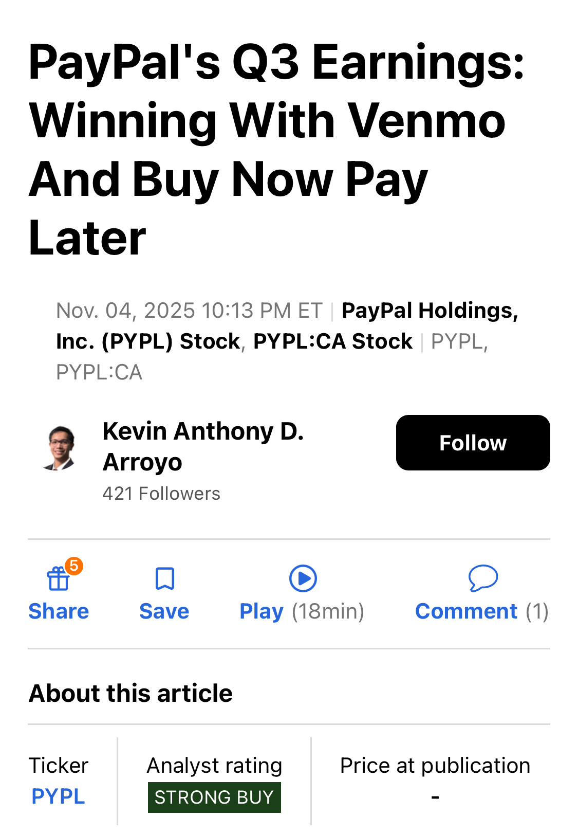 PayPalの第3四半期決算：Venmoと「今すぐ購入・後払い」で勝利 - moomooコミュニティ