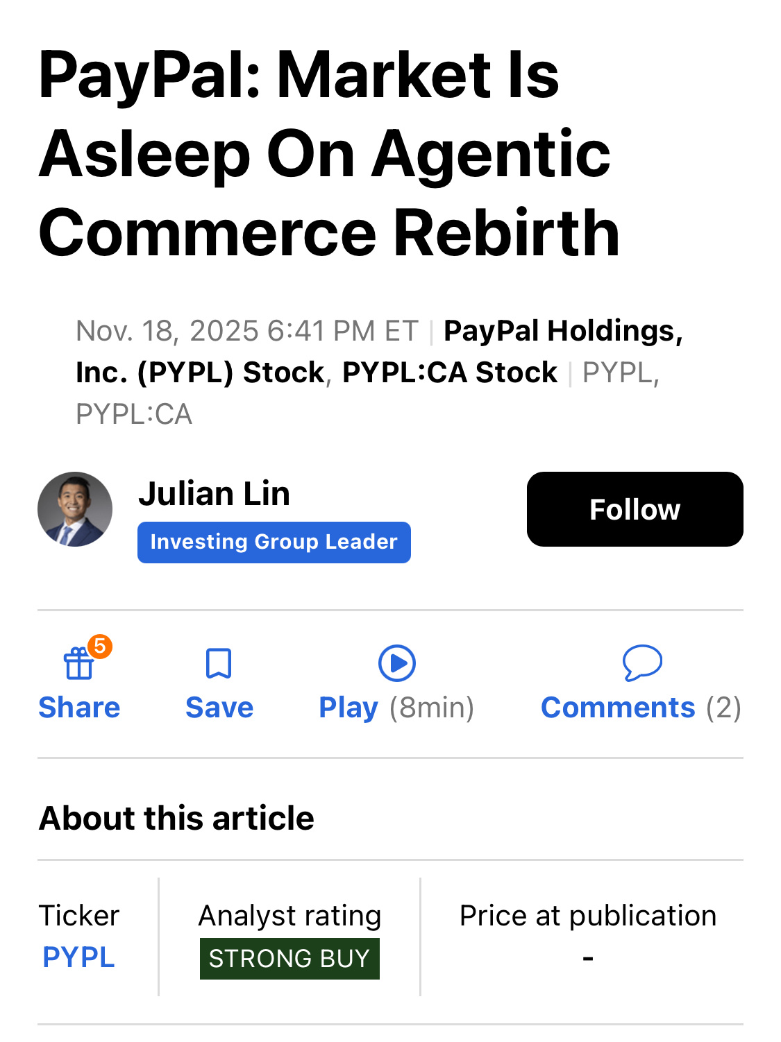 PayPal：市场正在见证代理商务的复苏- moomoo 社区