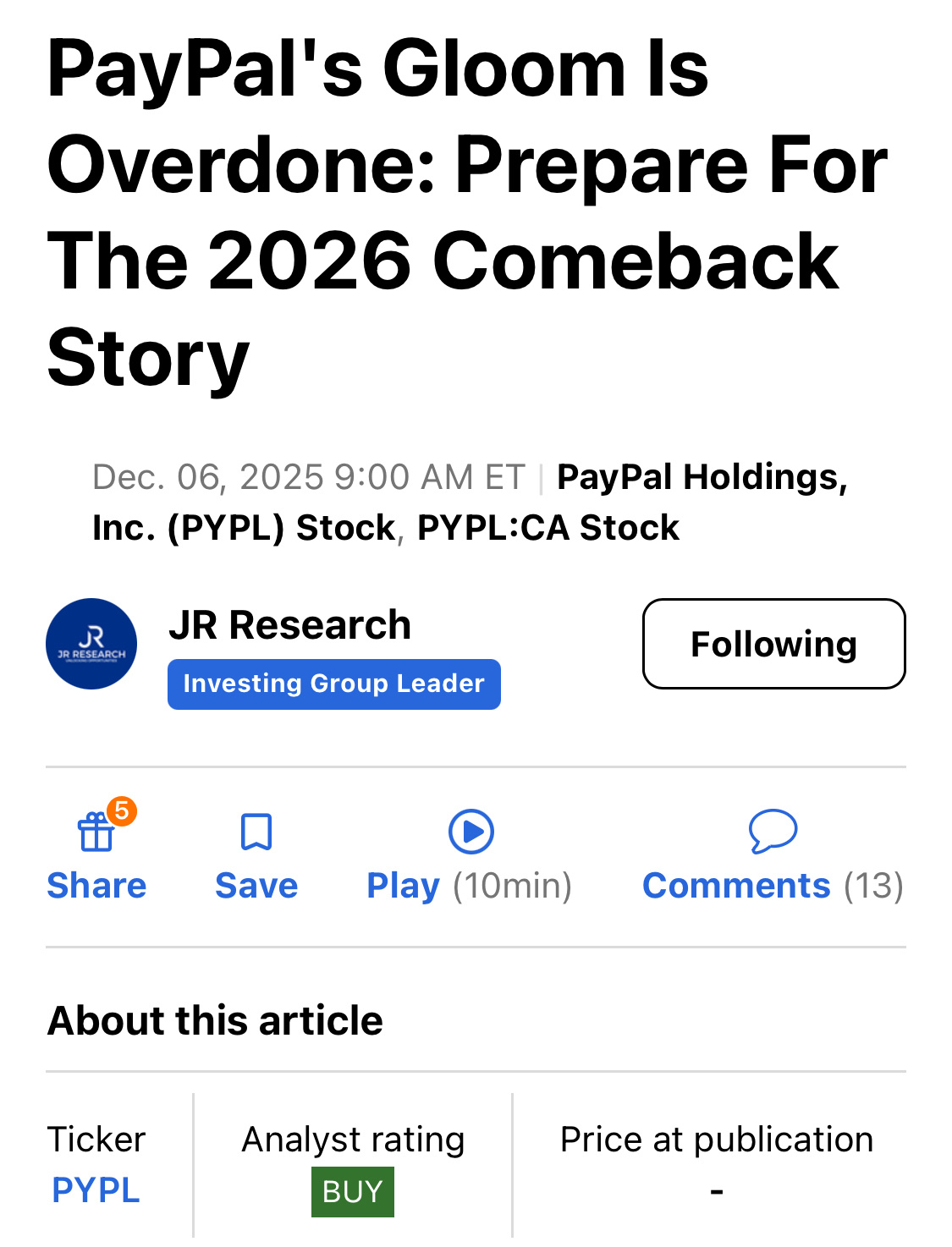 PayPalの悲観論は行き過ぎ：2026年の復活劇に備えよ - moomooコミュニティ