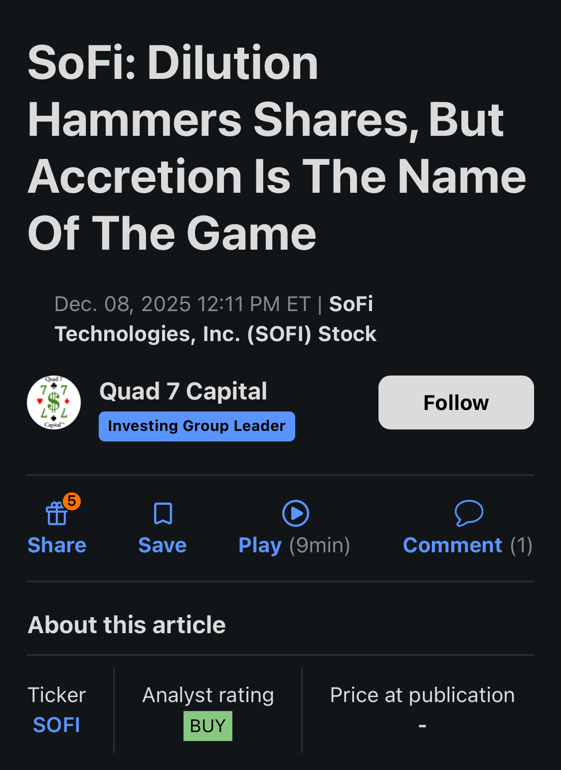 SoFi: Dilution may hurt the stock price, but what matters is... - moomoo  Community