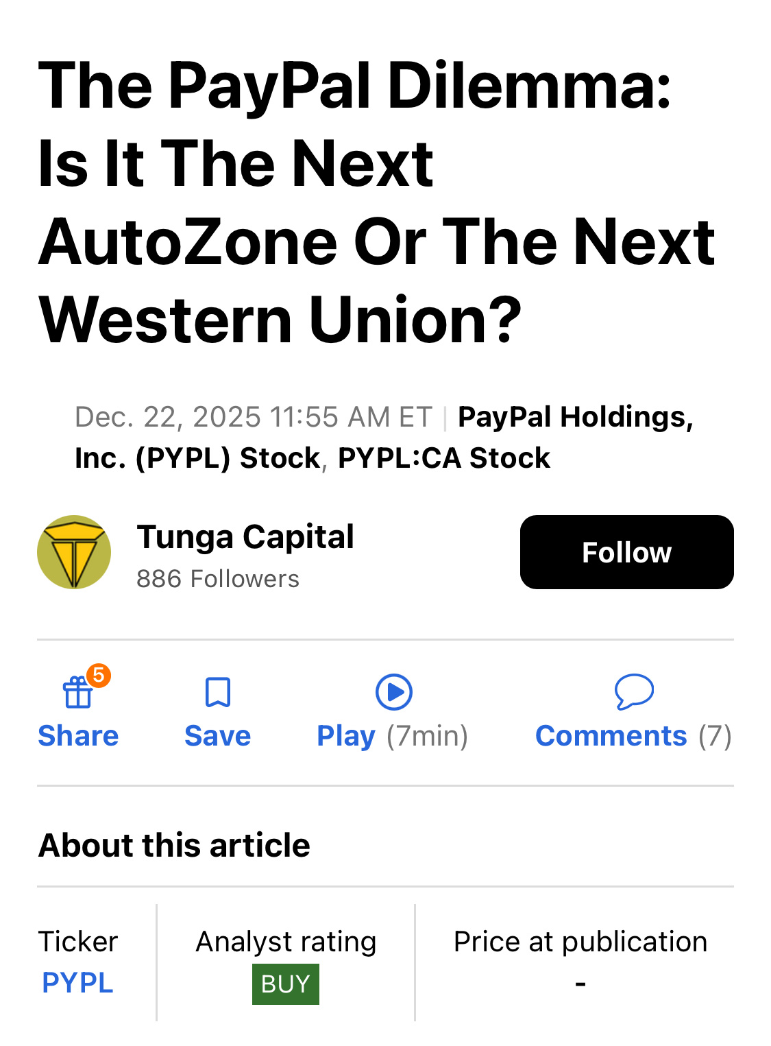 PayPal のジレンマ: 次の AutoZone か、それとも次の Western Union か? - moomooコミュニティ