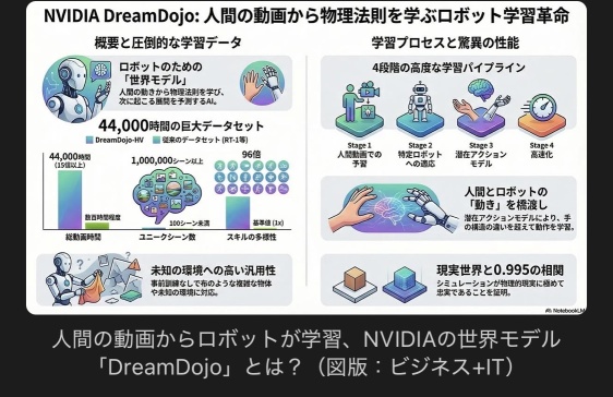 NVIDIA announces robot world model AI 'DreamDojo,' enabling robots to learn from human videos