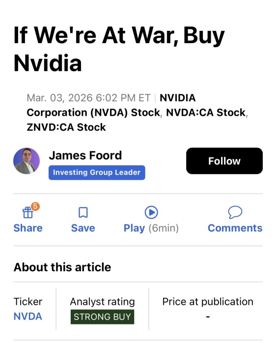 If war breaks out, buy Nvidia