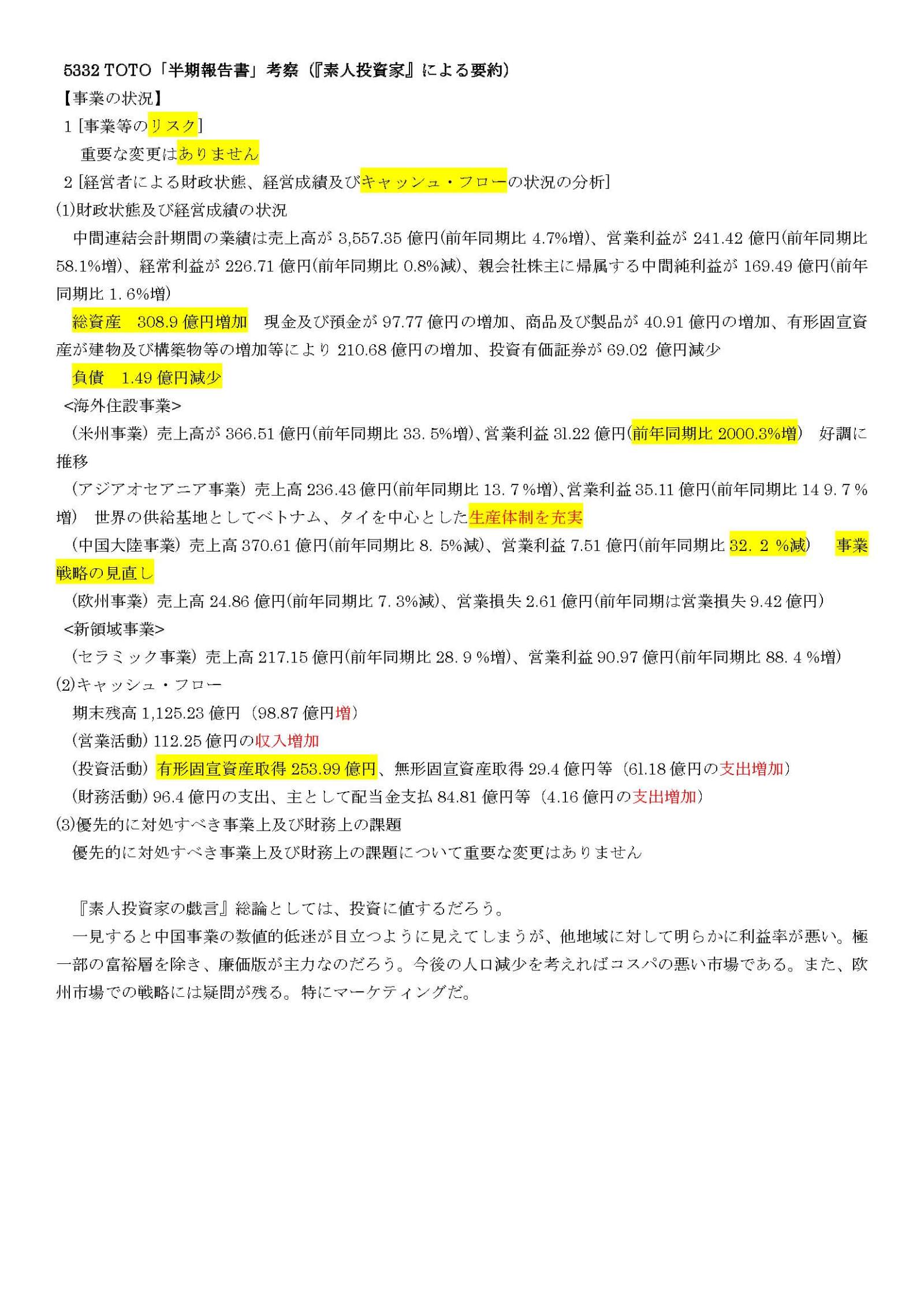 #5332_TOTO 200日線をまたぐBOX状態 業績は悪かったのか？ 勉強不足のアナリストが失言？