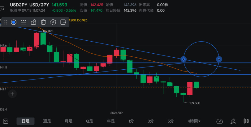 Sell at the daily fifth wave line