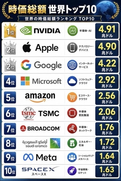 SpaceX市值缩水约1万亿美元  全球排名从第6位骤降至第10位⤵️  英伟达保持首位
