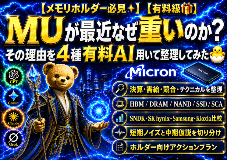 【Must-read for MU holders ✨】【Premium-level insight 🎁】Why has MU been underperforming lately? I analyzed the reasons using four paid AI tools 🐣