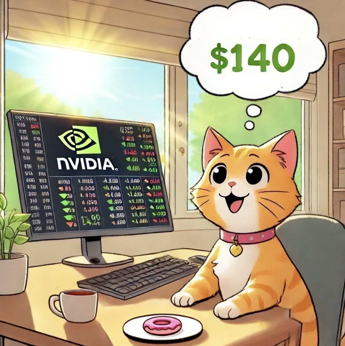 NVIDIA (NVDA.US) Ginger Cat is excited and looking forward